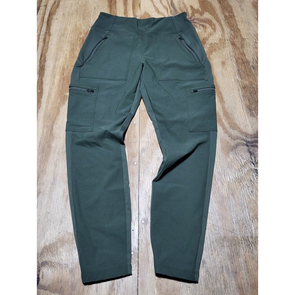 Athleta Headlands Hybrid Cargo Leggings Womens 6 Petite Green Nylon Mid Rise @N3